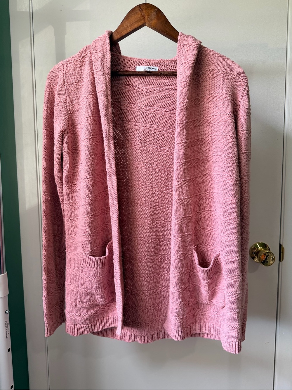 Sonoma Dusty Pink Open-Front Knit Cardigan
